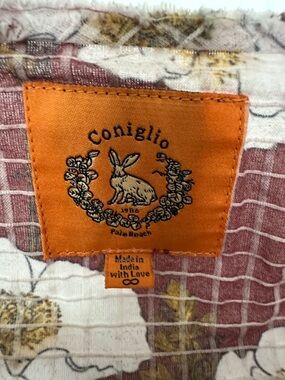 CONIGLIO PALM BEACH FLORAL COTTON WRAP CROP LONG SLEEVE TOP FREE SIZE